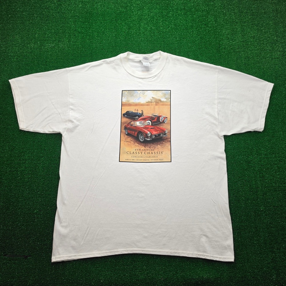 Houston Classy Chassis Car Tshirt Mens 2XL White Graphic Tee Concours 2009 Texas